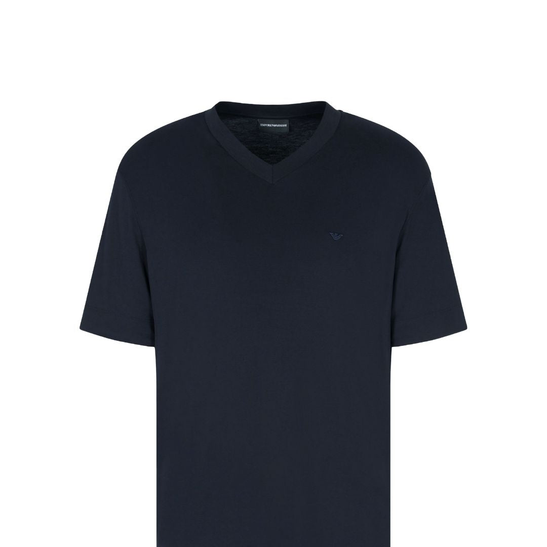 Jersey V-Neck T-Shirt with Micro Eagle Logo EM003465 AF13721