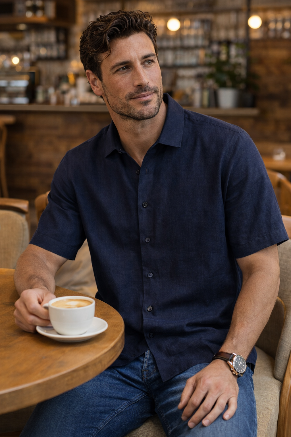 Solid Linen Mens Shirt 100015060