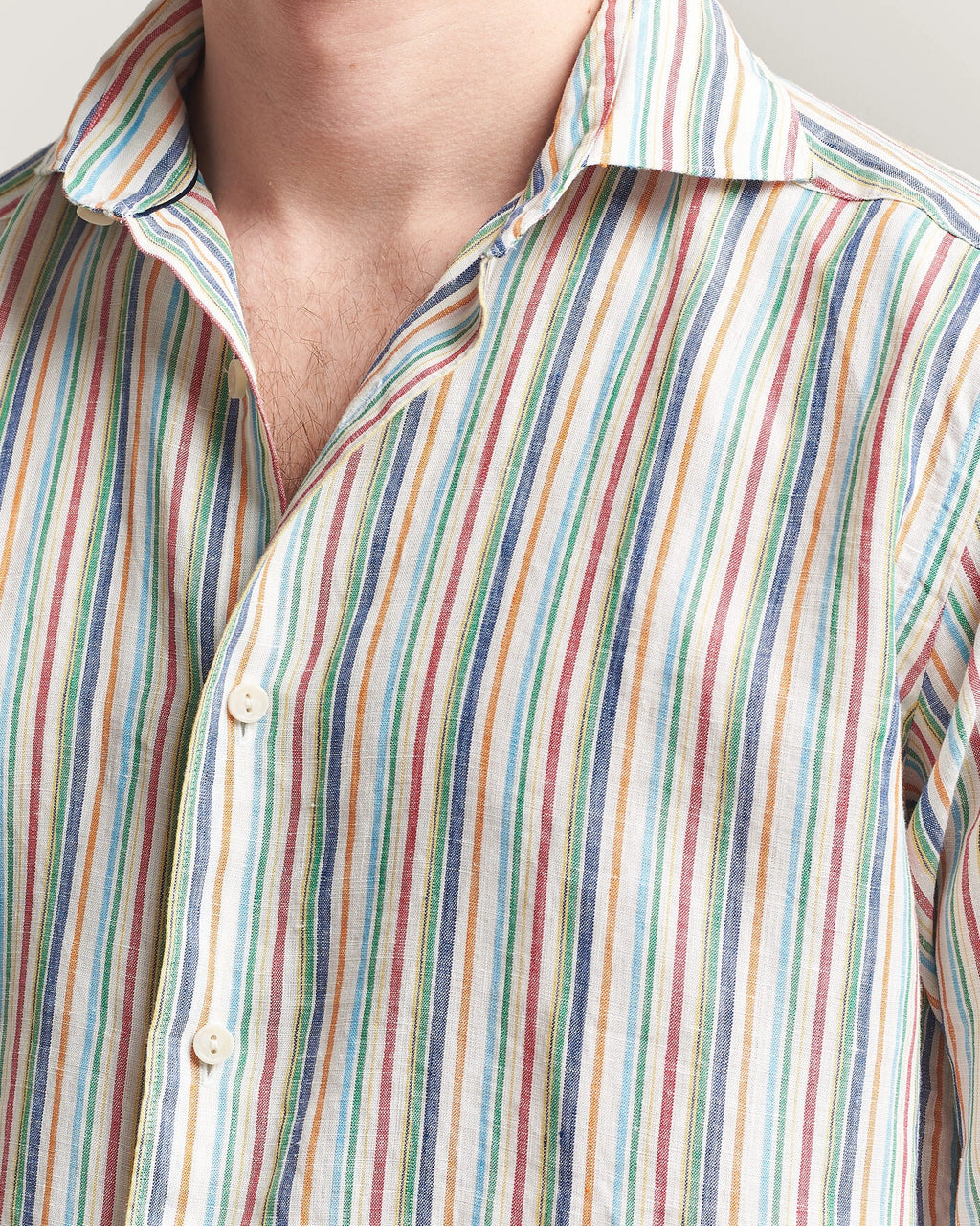 Multi Striped Mens Linen Shirt 100015065