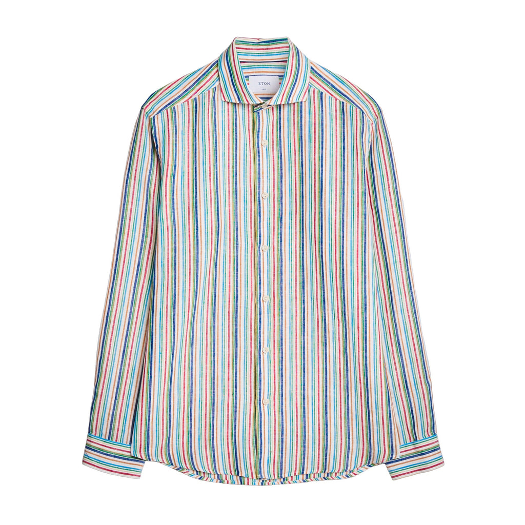 Multi Striped Mens Linen Shirt 100015065