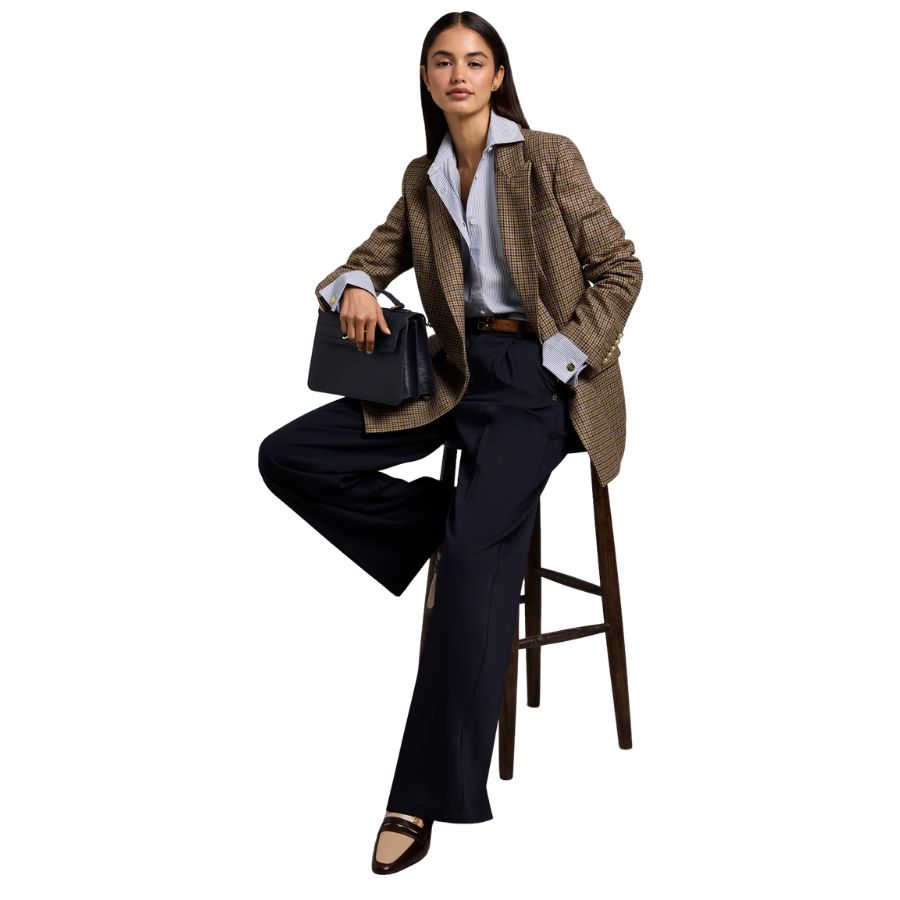 Pleated Womens Wide Leg Trouser