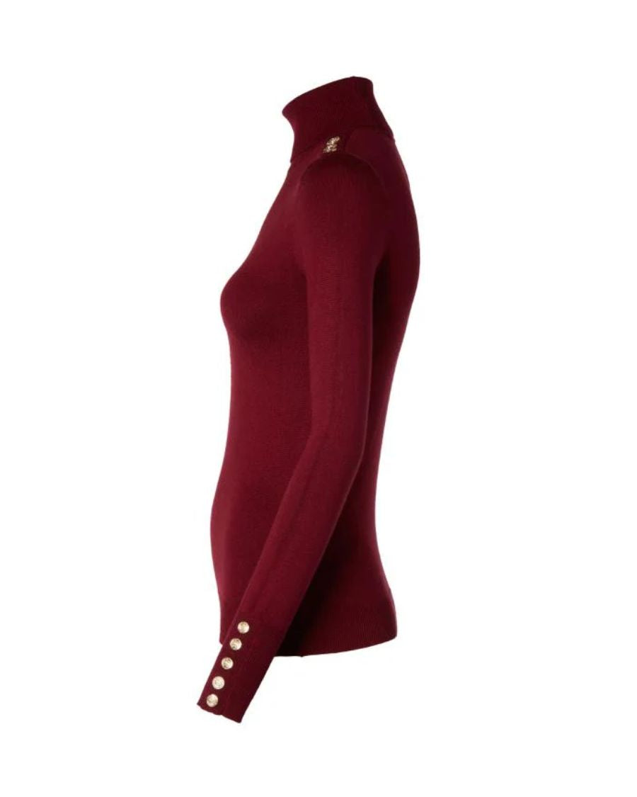 Buttoned Knit Roll Neck