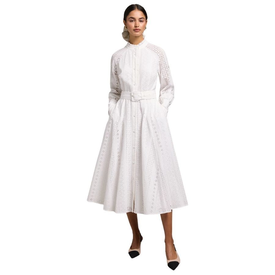 Aimee Womens Collarless Broderie Dress