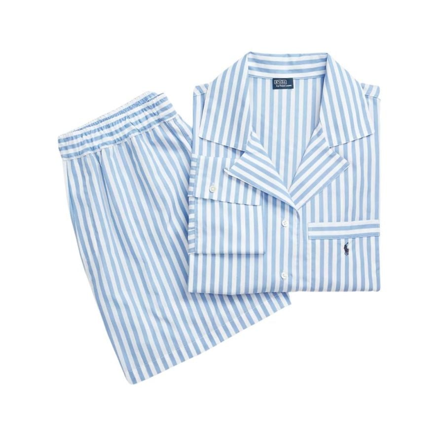 Crop Top & Boxer Wide Stripe Poplin Pyjama Set