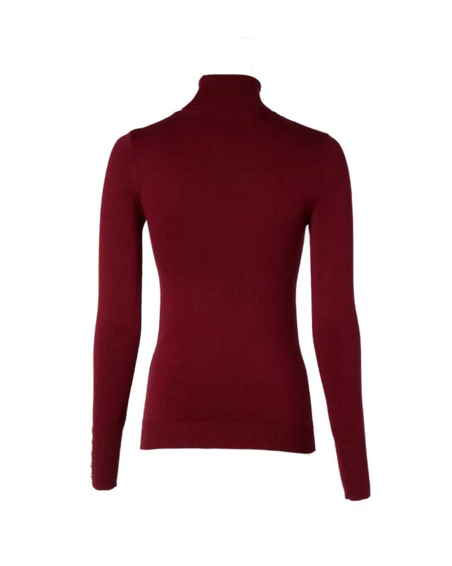 Buttoned Knit Roll Neck