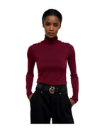 Buttoned Knit Roll Neck