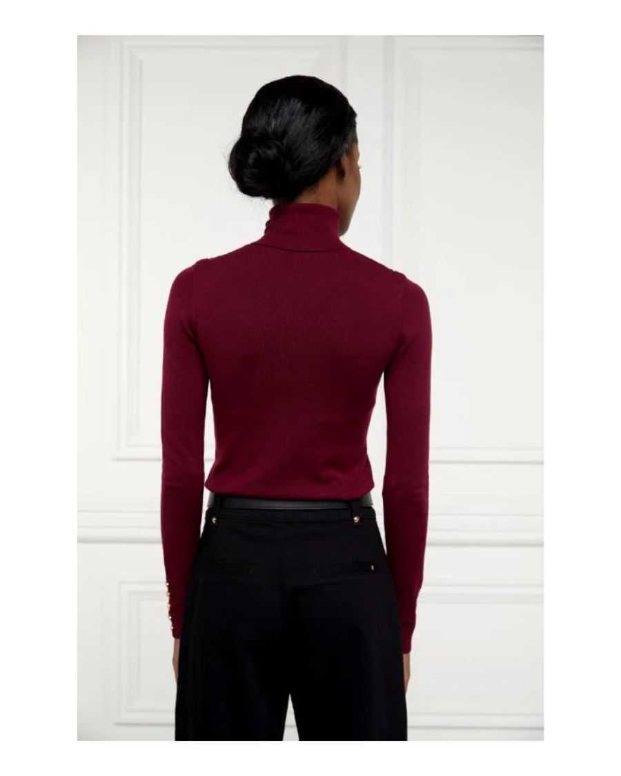 Buttoned Knit Roll Neck