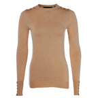 Buttoned Knit Crew Neck Womens Jumper
