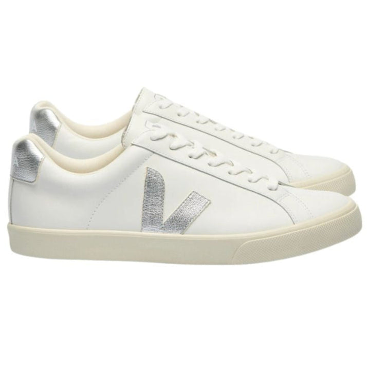 Esplar Leather White Silver Trainers