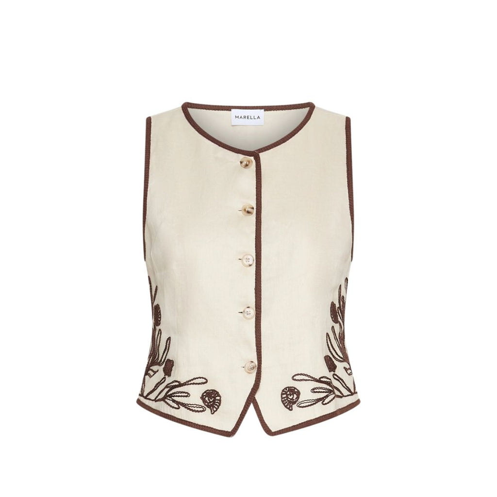 Aerovia Embroidered Linen Womens Waistcoat 2613151012200