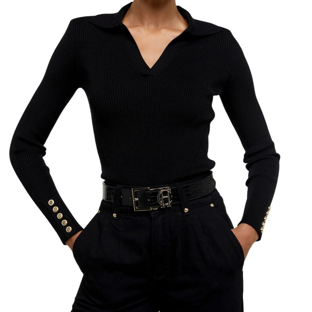 V-Neck Rib Womens Top