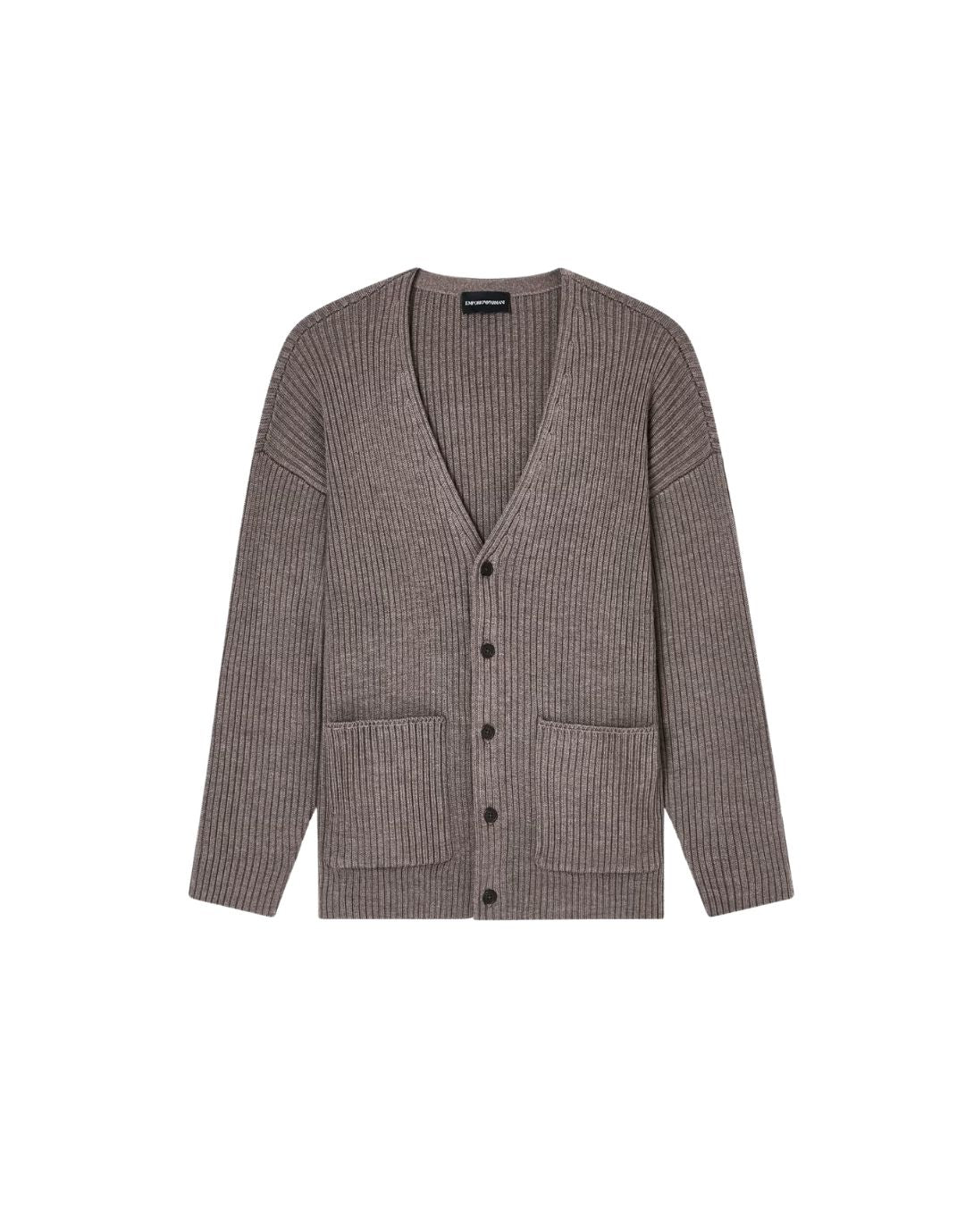 Ribbed Wool Blend V-Neck Cardigan EM002074 AF18108