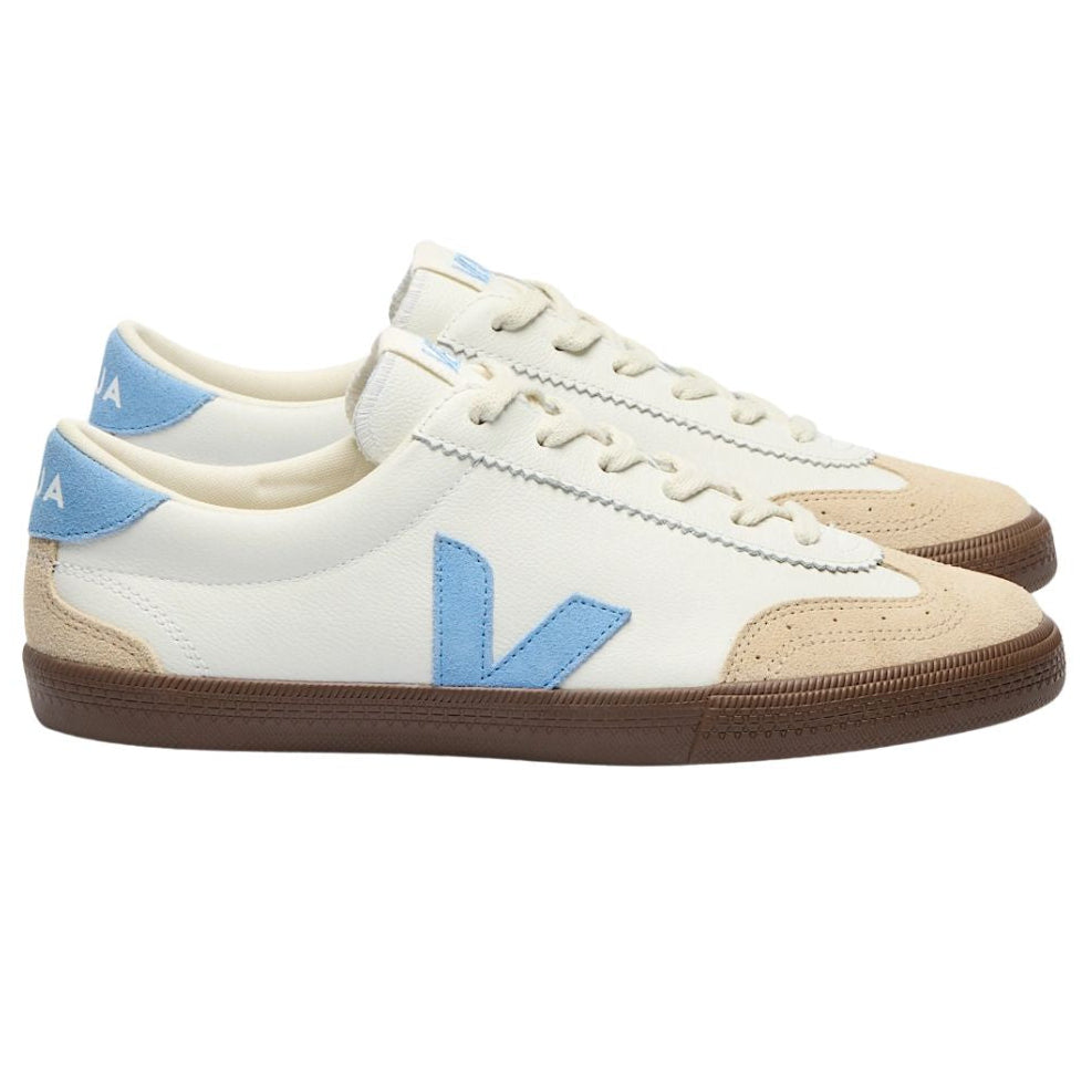 Volley Leather White Aqua Bark Trainers