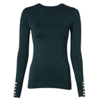 Buttoned Knit Crew Neck Womens Jumper