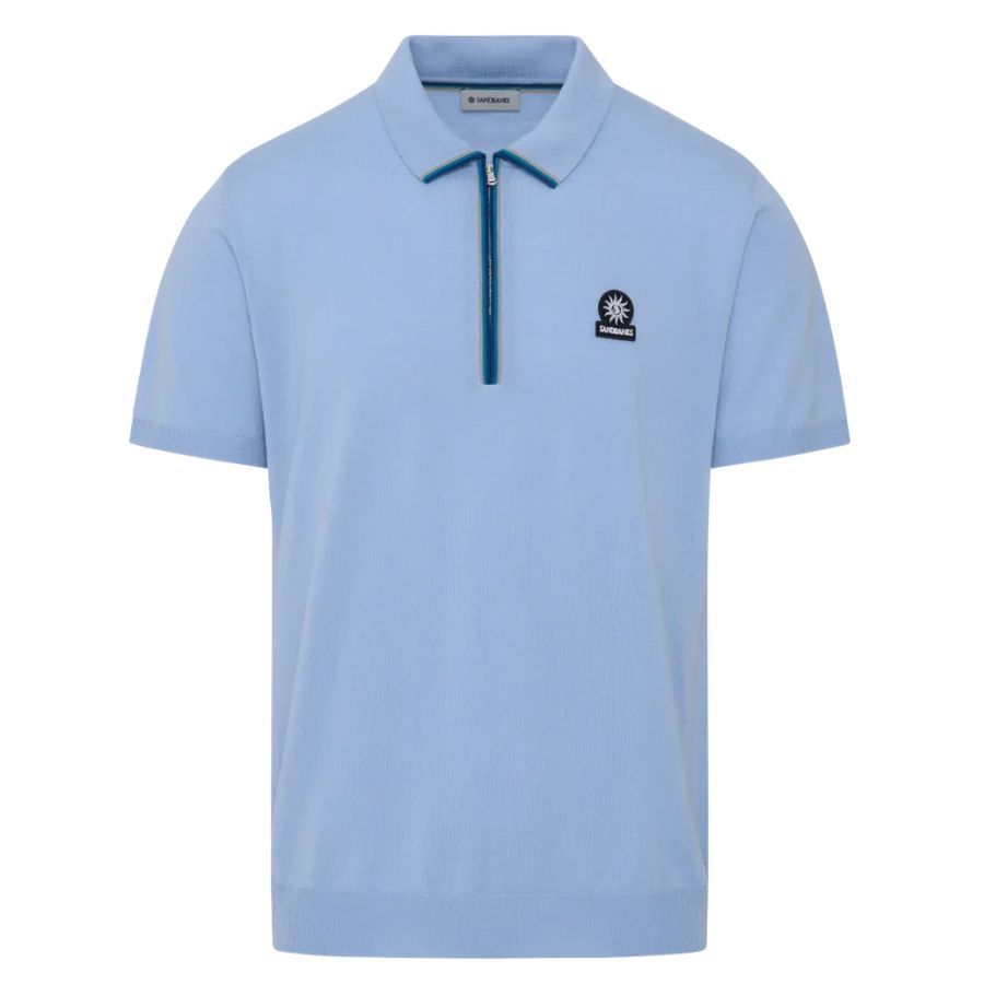 Colour Stripe Knitted Mens Zip Polo Short KNT69