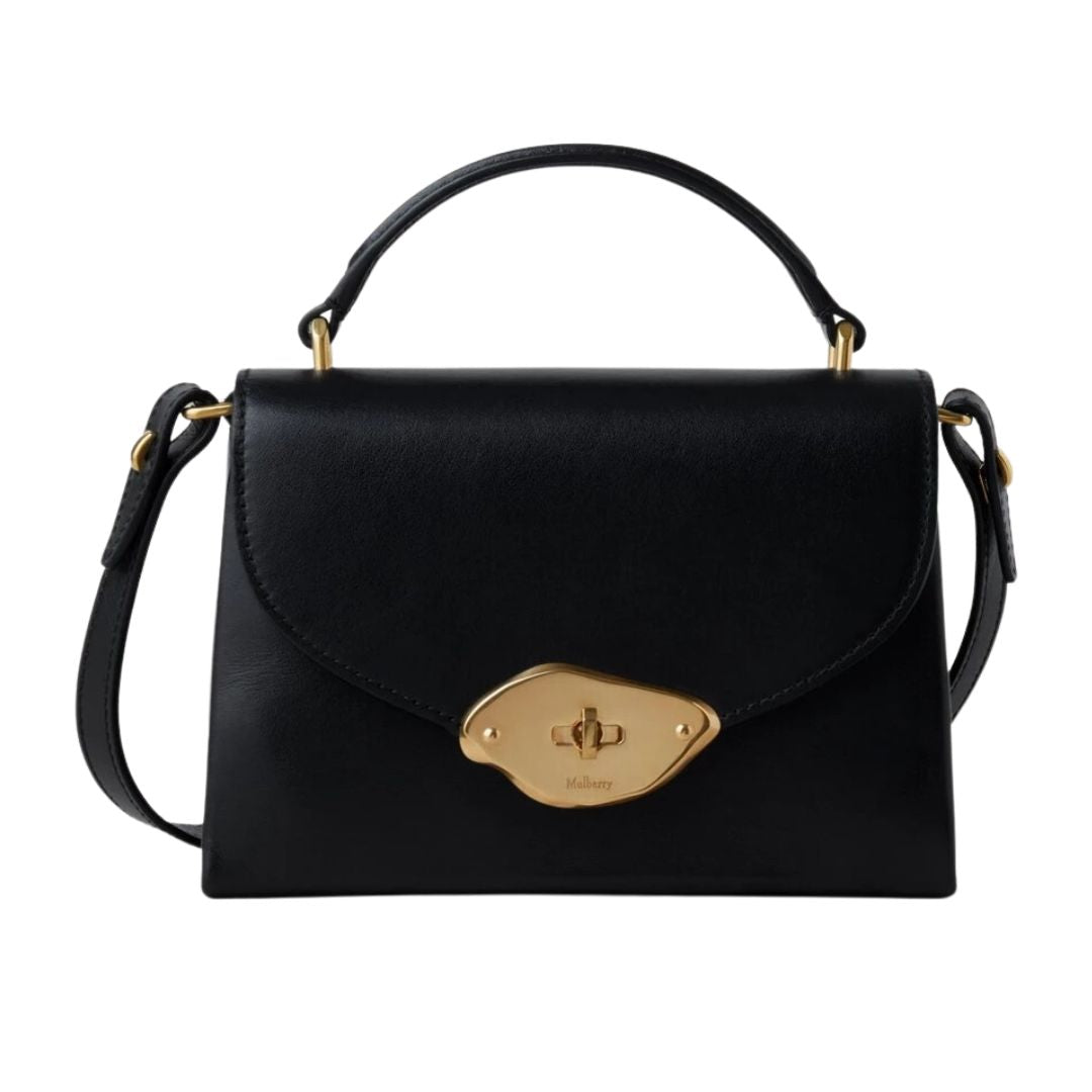 MULBERRY｜ (HH9268 615 E126) Mulberry | Small Lana Top Handle | Black High Gloss Leather