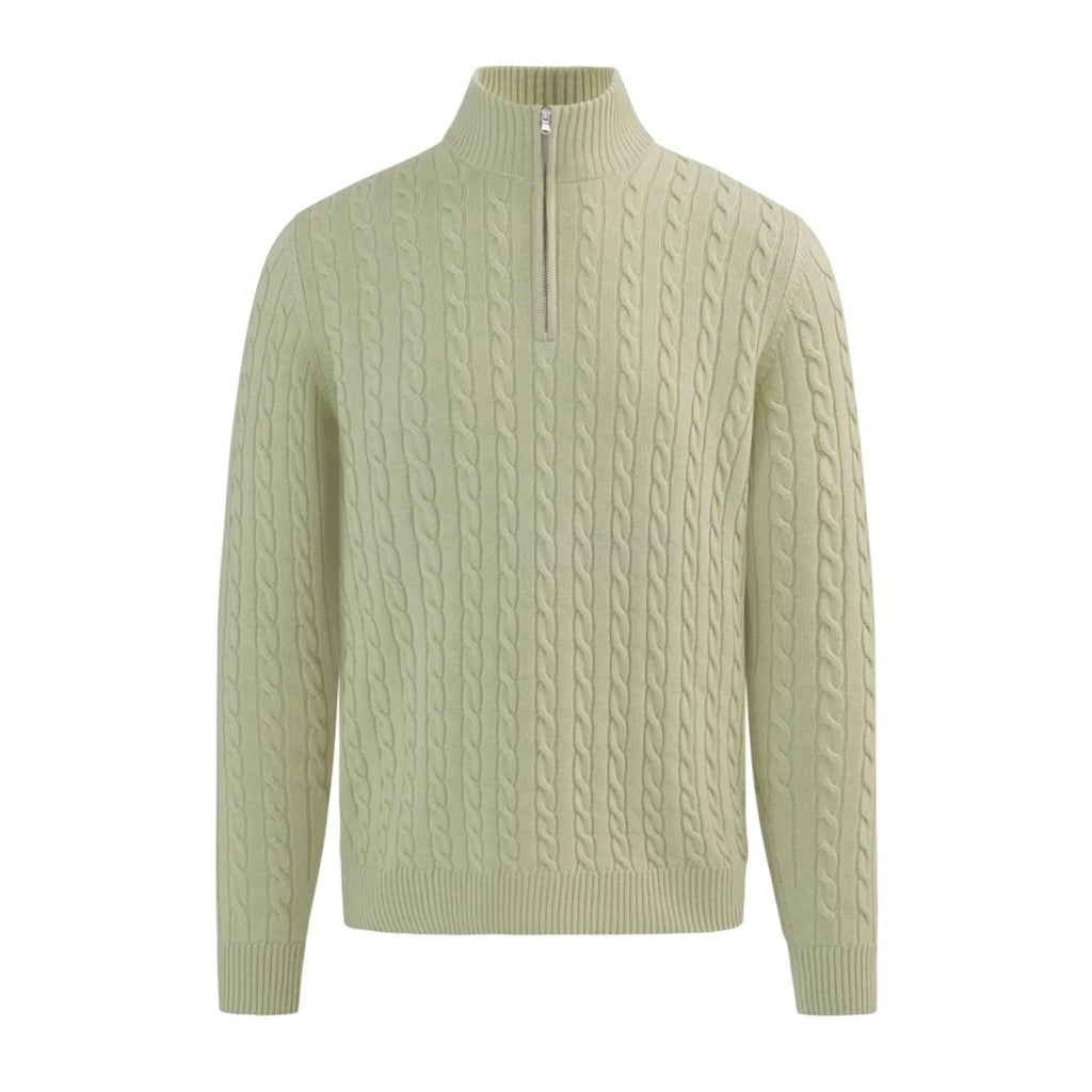 Merino Wool Cable Knit Mens Quarter Zip Jumper KNT100