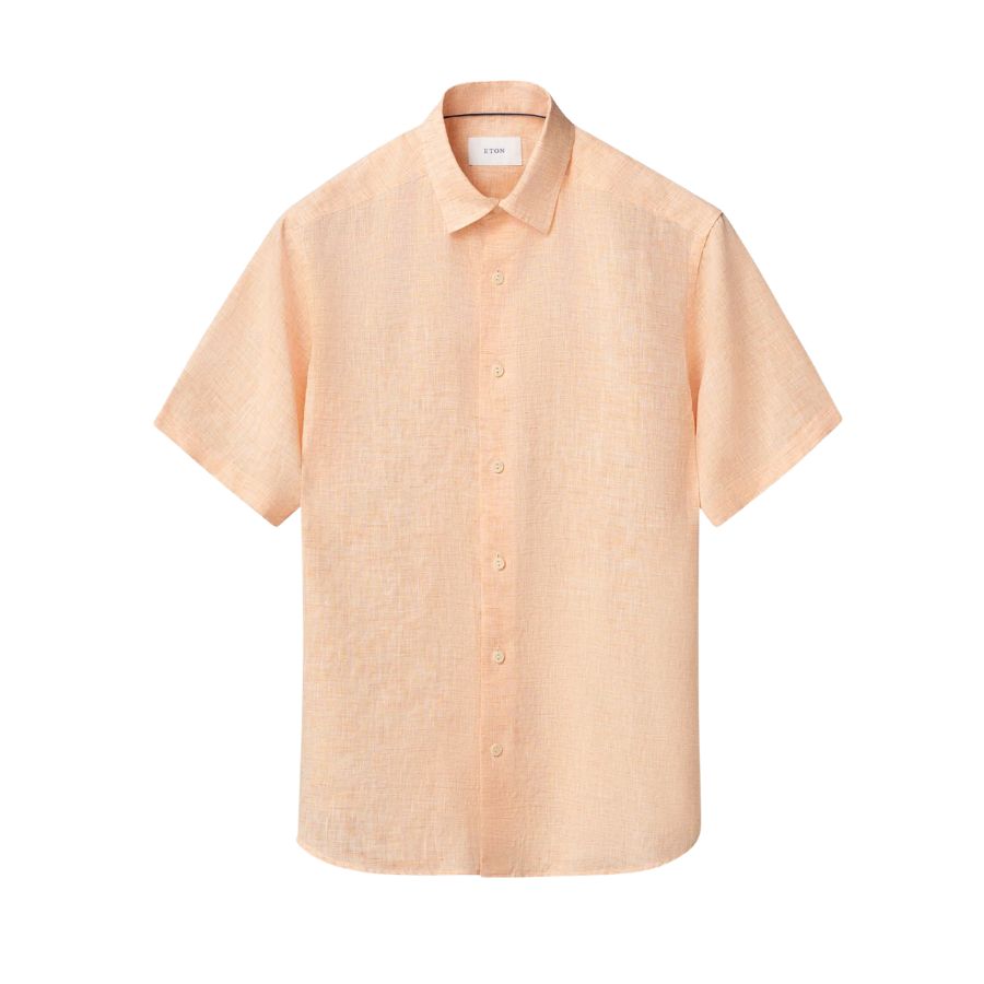 Solid Linen Short Sleeve Shirt 100014878