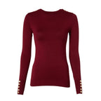 Buttoned Knit Crew Neck Womens Jumper