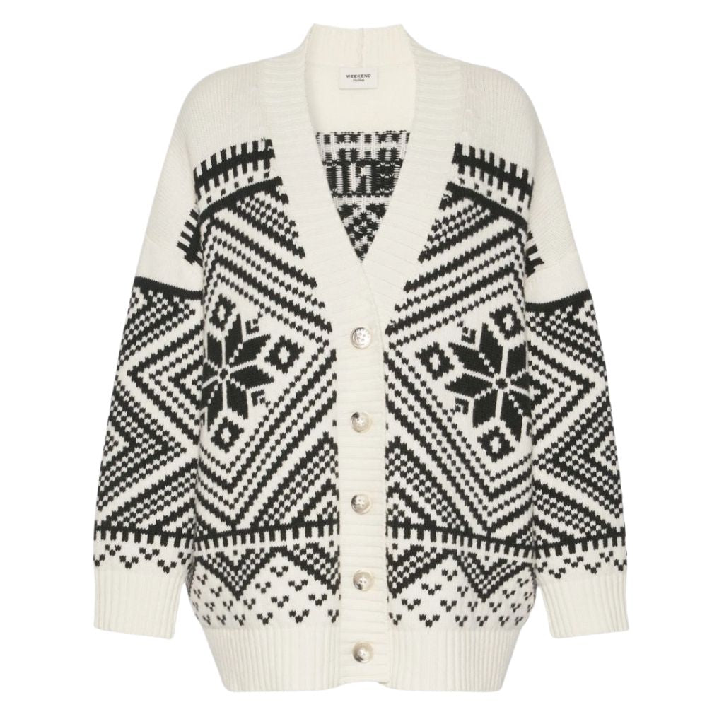 Belgio Jacquard Wool Womens Cardigan 2625346072600