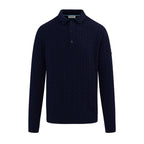 Merino Wool Cable Knit Mens Kntted Polo KNT91