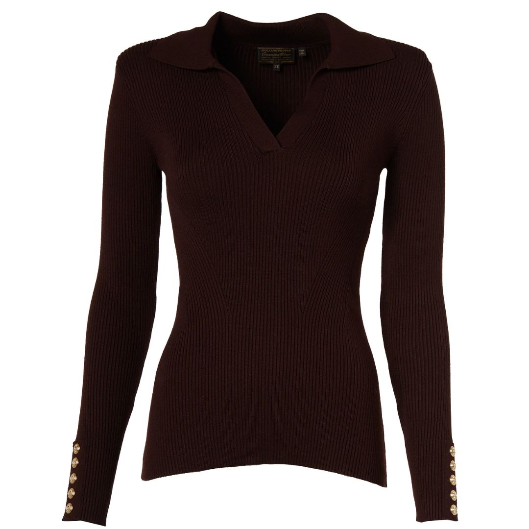 V-Neck Rib Womens Top