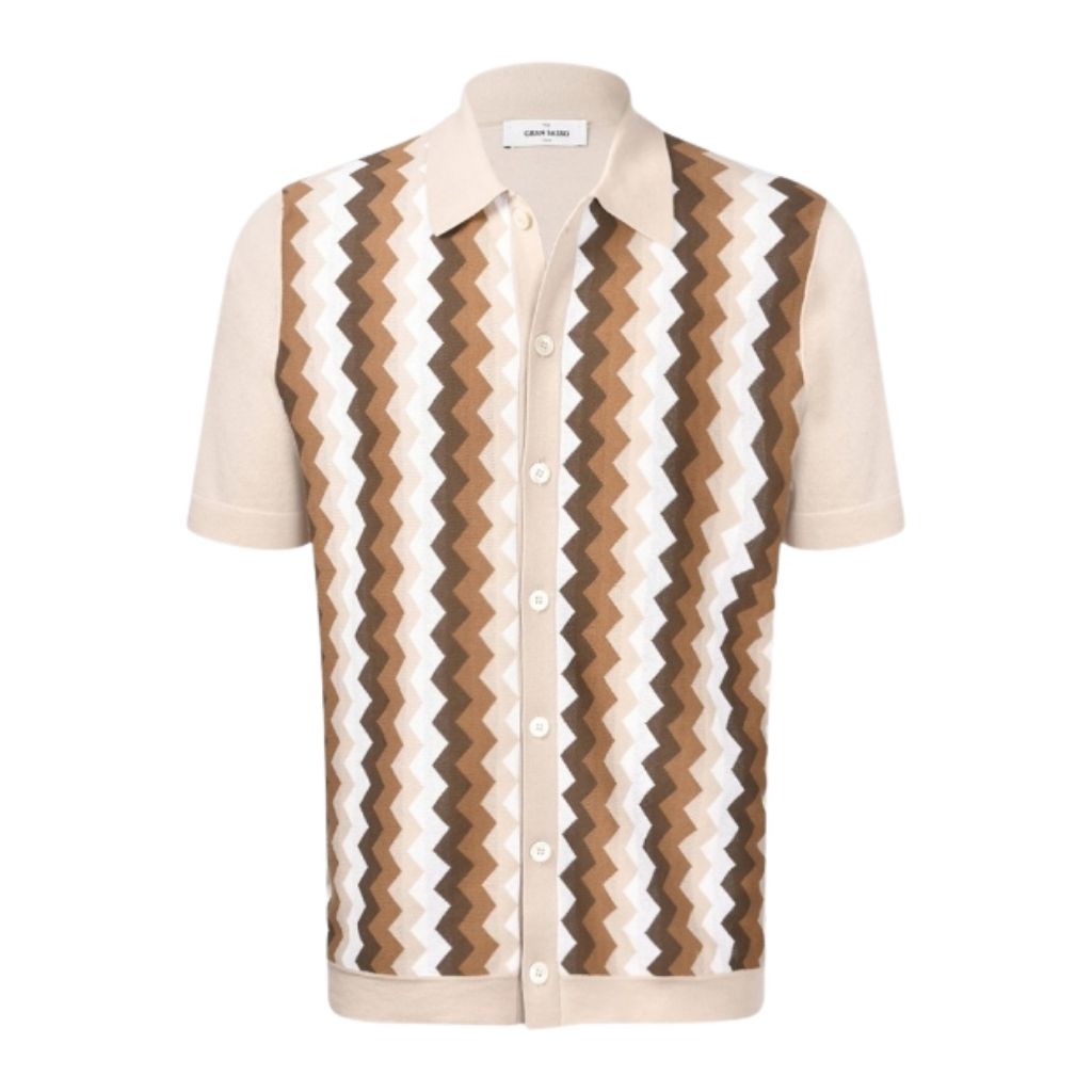 Herringbone Knitted Mens Polo Shirt 43194/20747