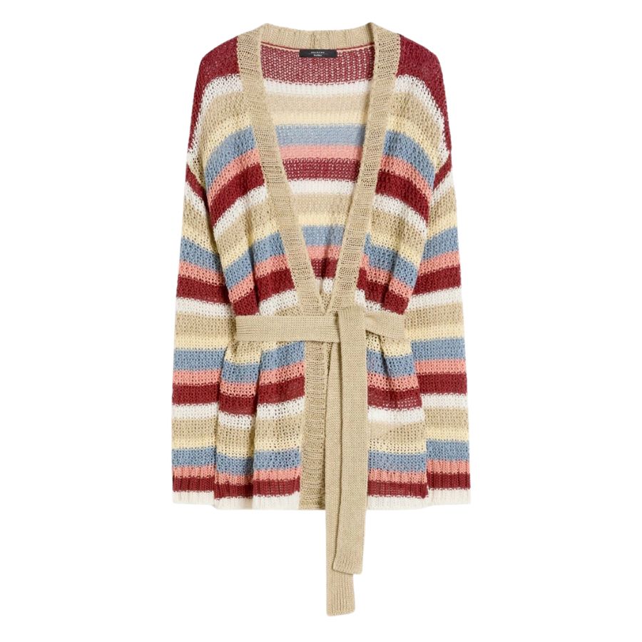 Bonito Linen Yarn Womens Belted Cardigan 2615341032600