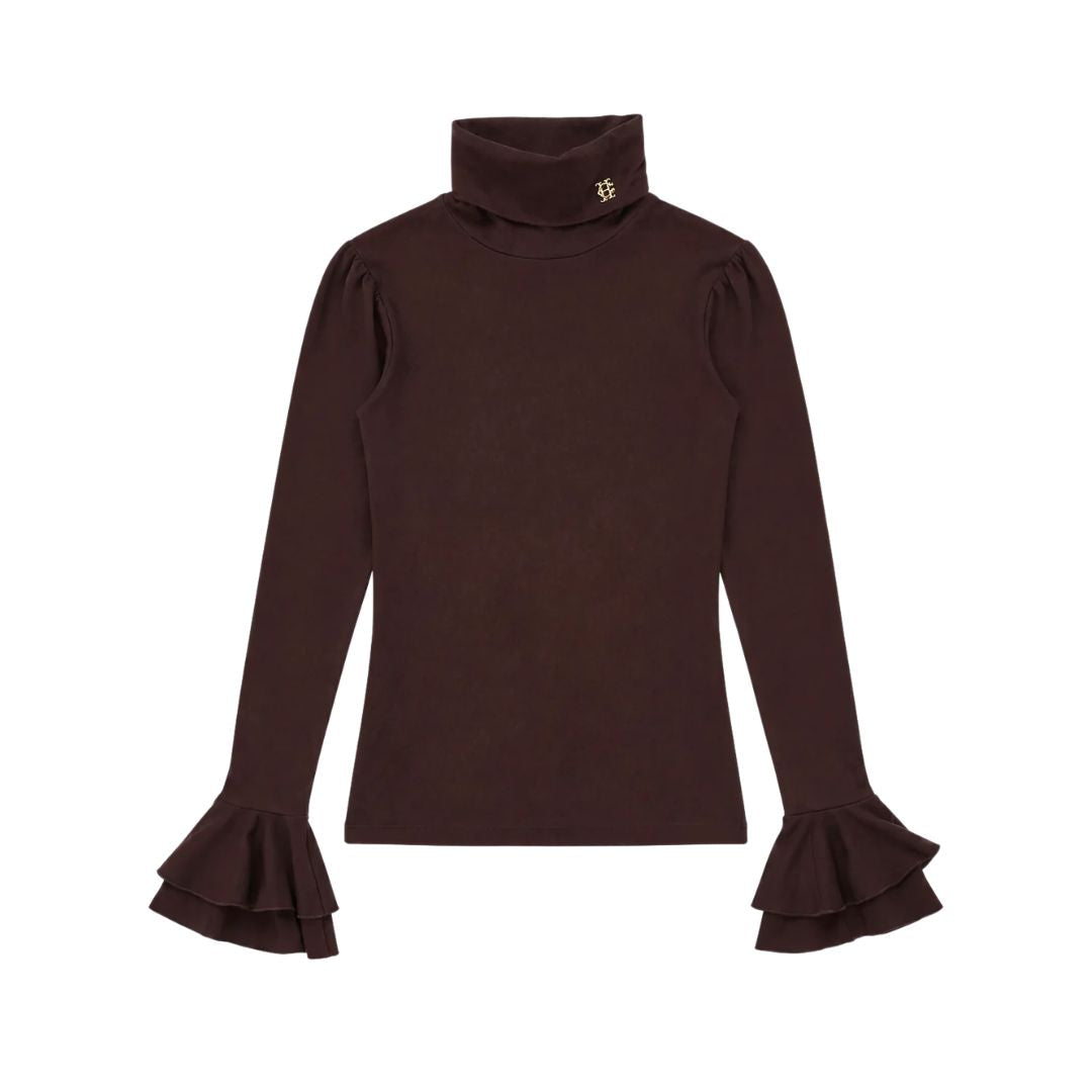 Supersoft fluted Roll Neck Womens Top
