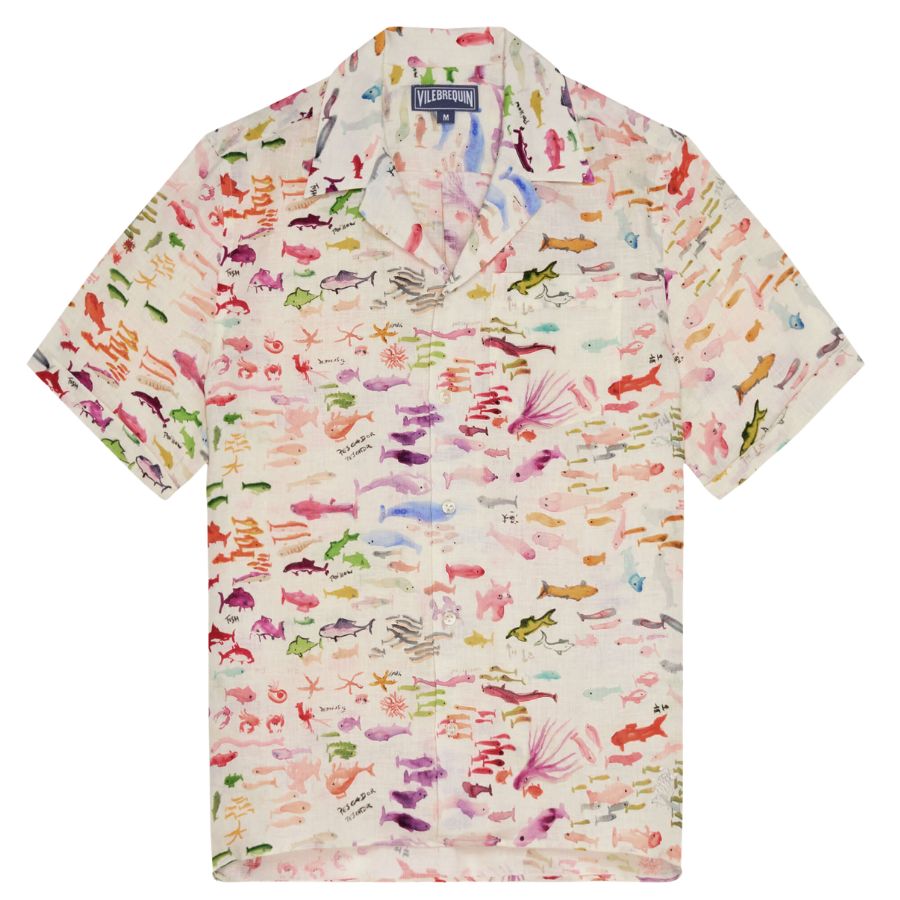 VBQ X Fabrice Hyber Charlie Mens Linen Shirt HAREU228