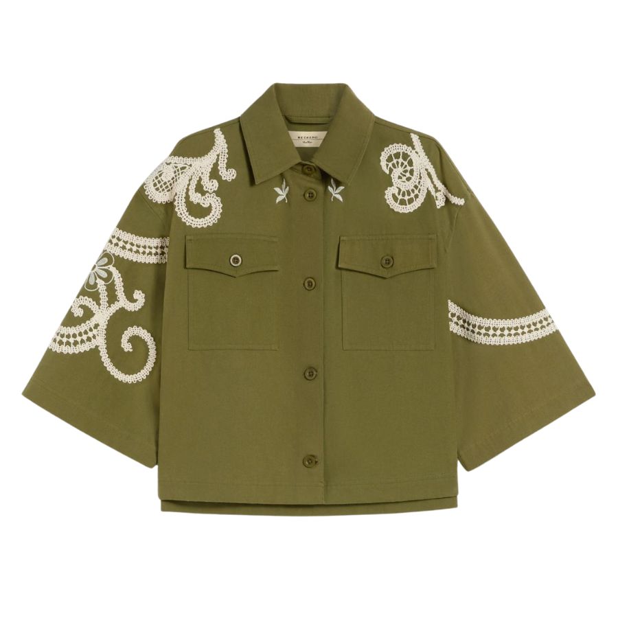 Como Embroided Cropped Womens Shirt Jacket 2615041012600