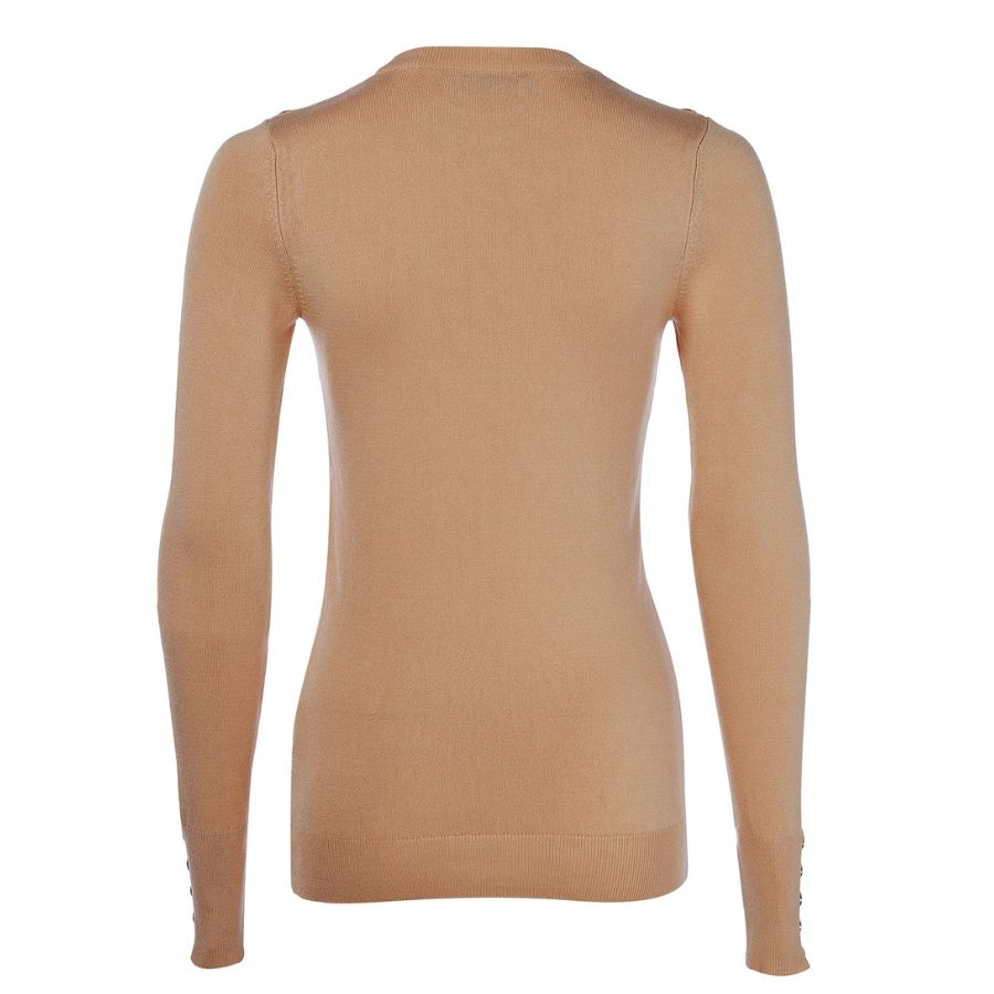 Buttoned Knit Crew Neck Womens Jumper
