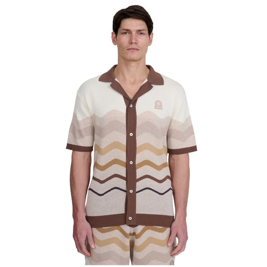 Gradient Strip Knitted Mens Shirt KNT75