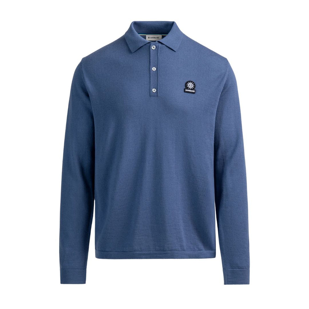 Merino Wool Button Mens Polo Shirt KNT95
