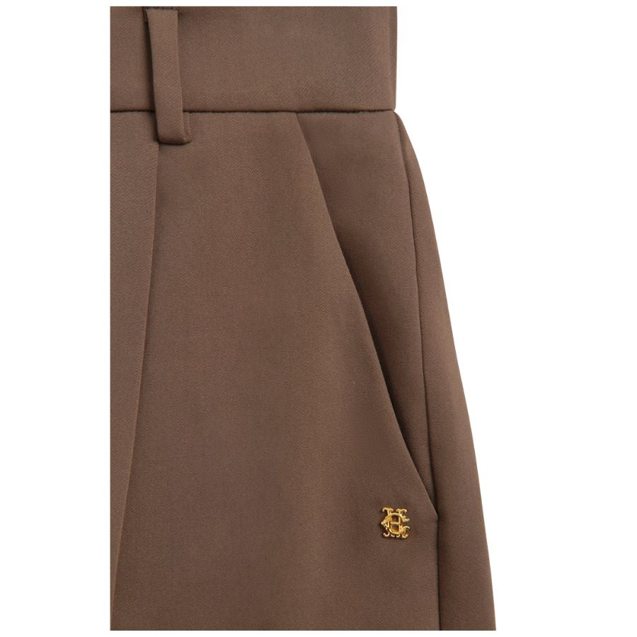 Pleated Womens Wide Leg Trouser