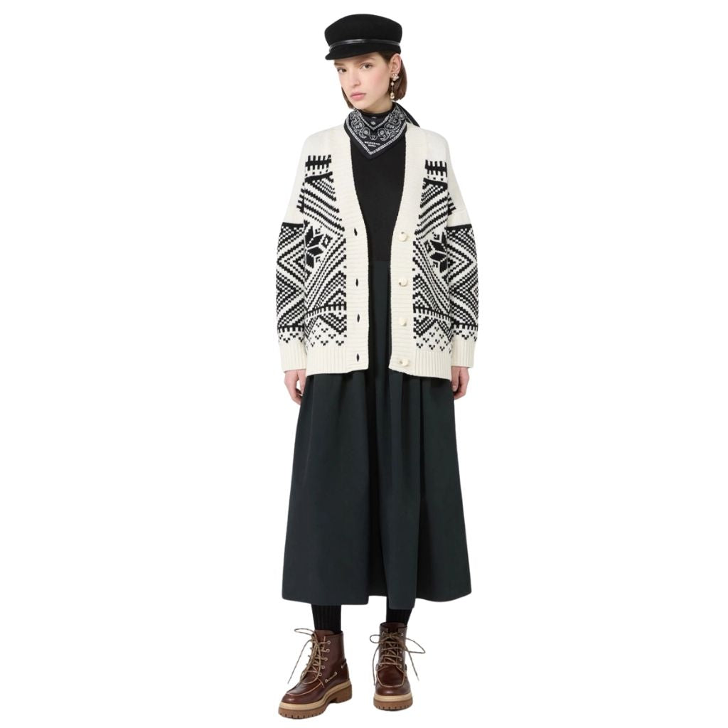 Belgio Jacquard Wool Womens Cardigan 2625346072600