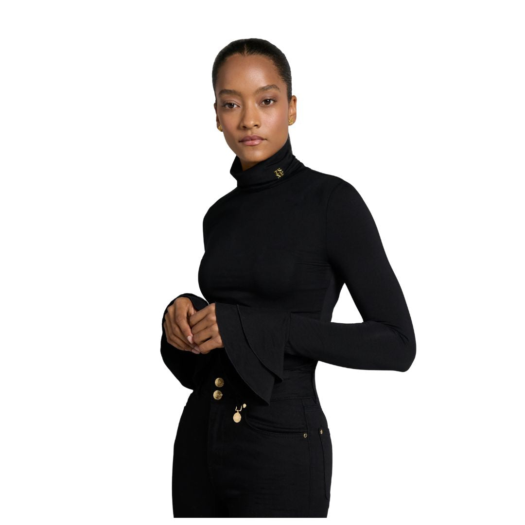 Supersoft fluted Roll Neck Womens Top
