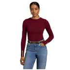 Buttoned Knit Crew Neck Womens Jumper