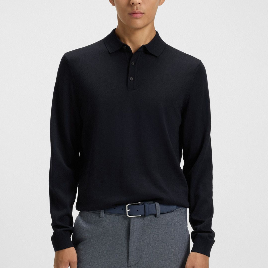 Lancione Long Sleeve Virgin Wool Polo Jumper 50476355 – Robinsons