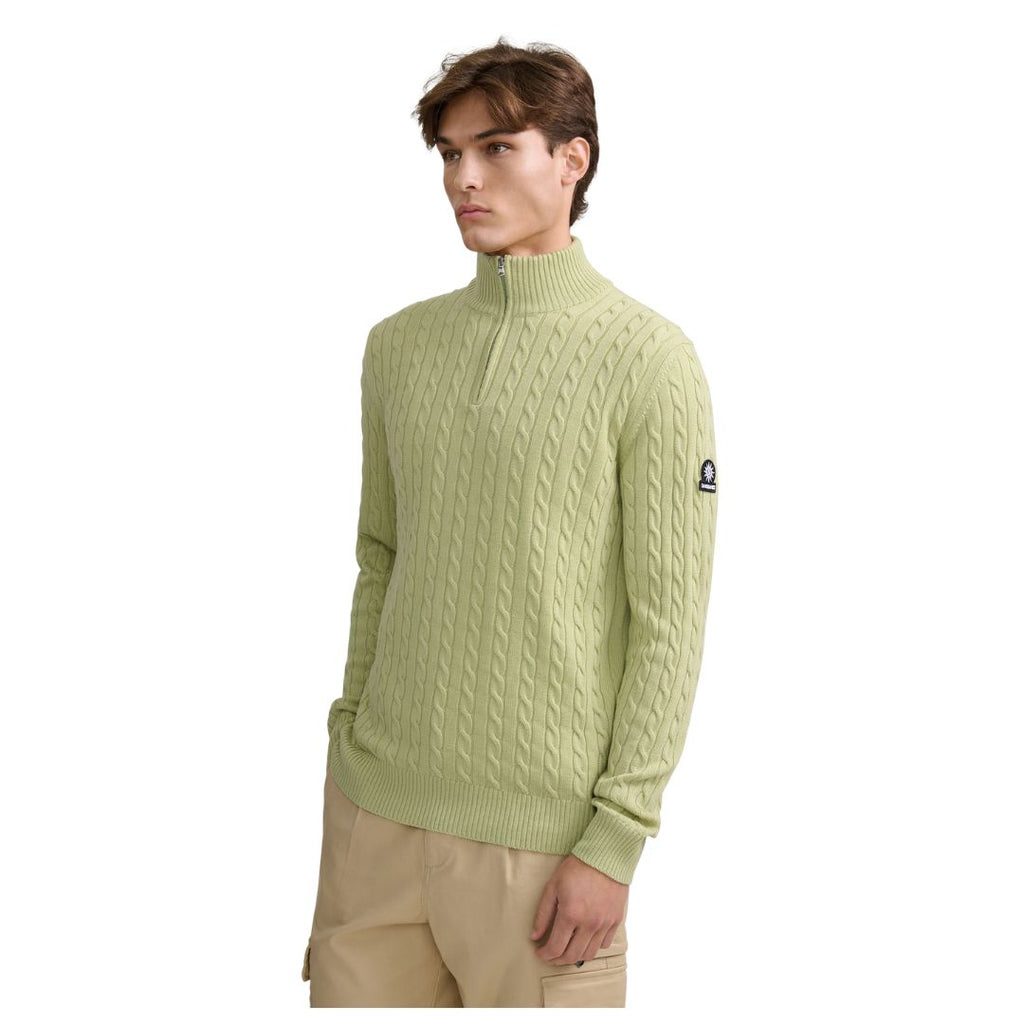 Merino Wool Cable Knit Mens Quarter Zip Jumper KNT100
