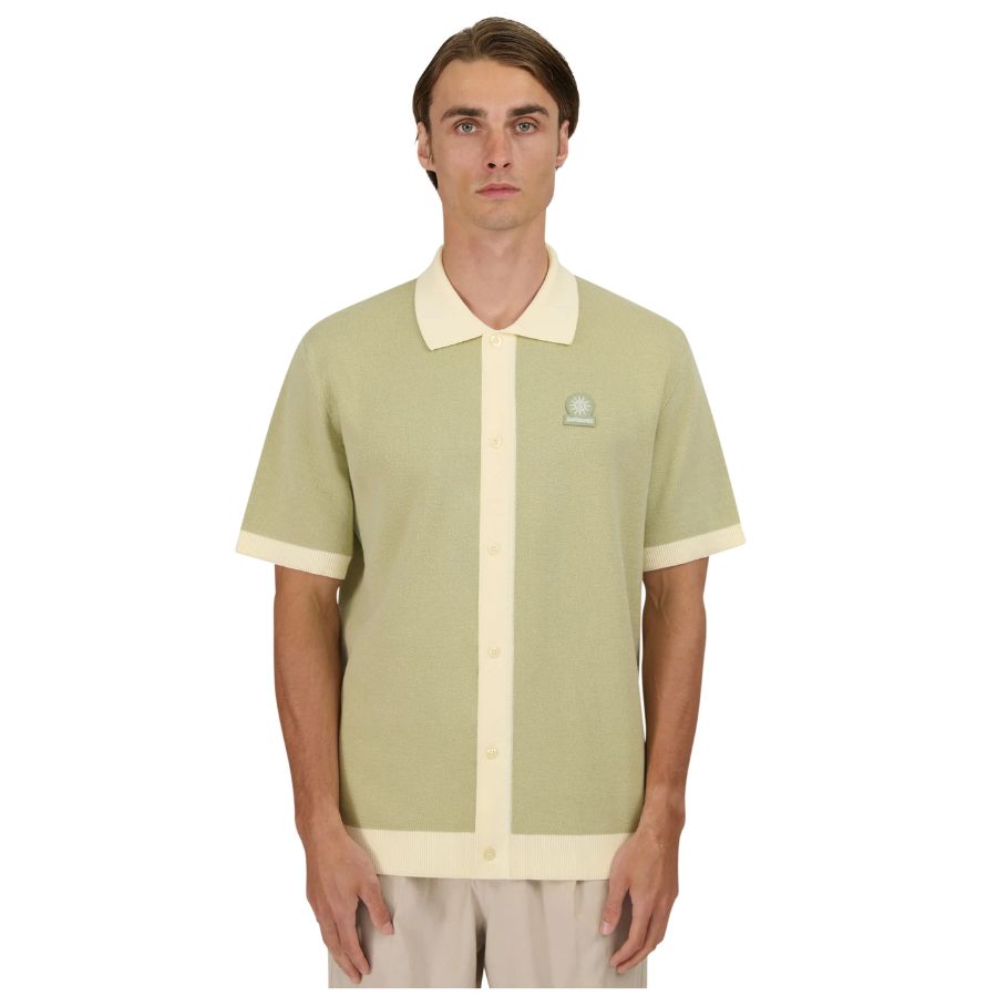 Knitted Full Button Mens Polo Shirt KNT66