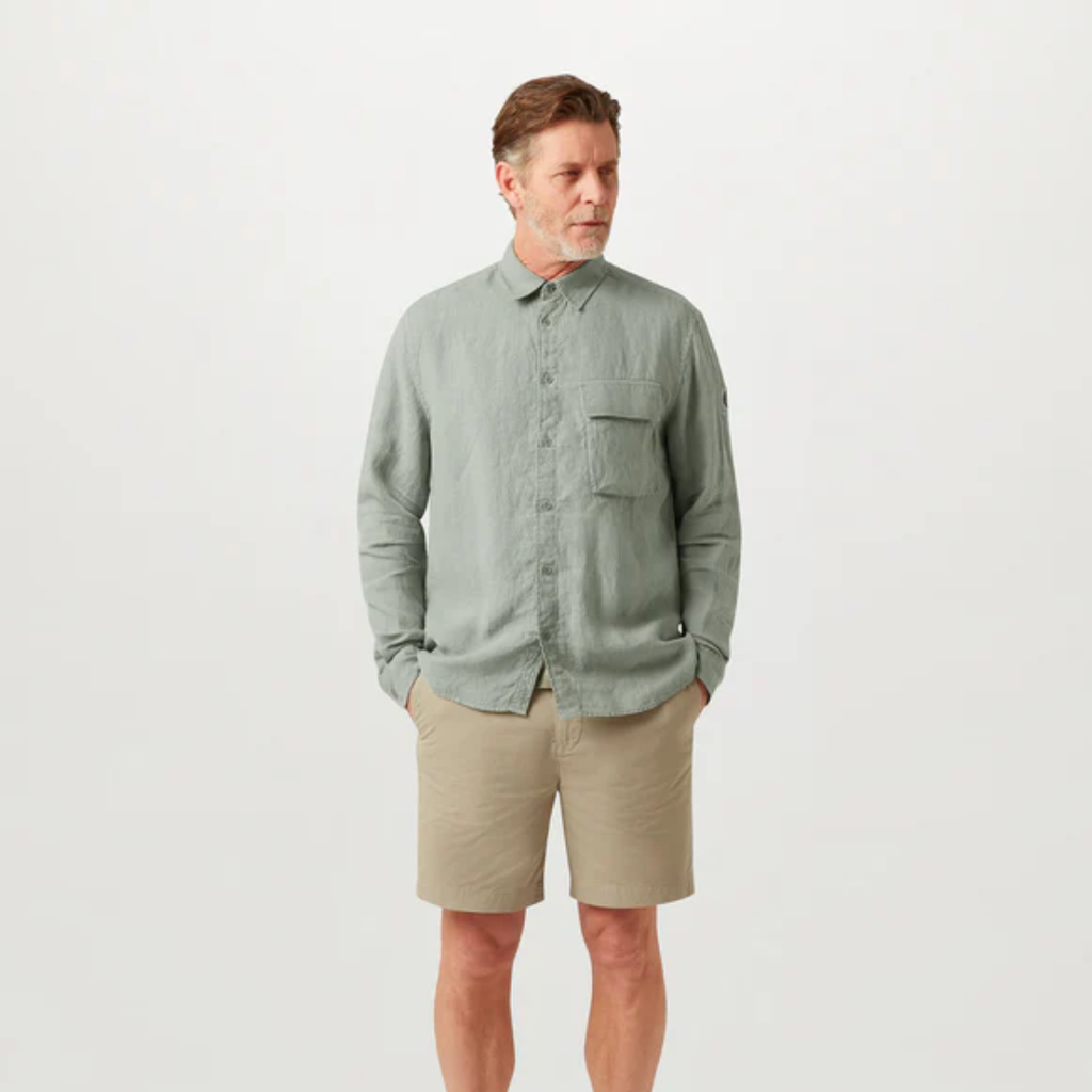 Scale Long Sleeve Linen Shirt 105651