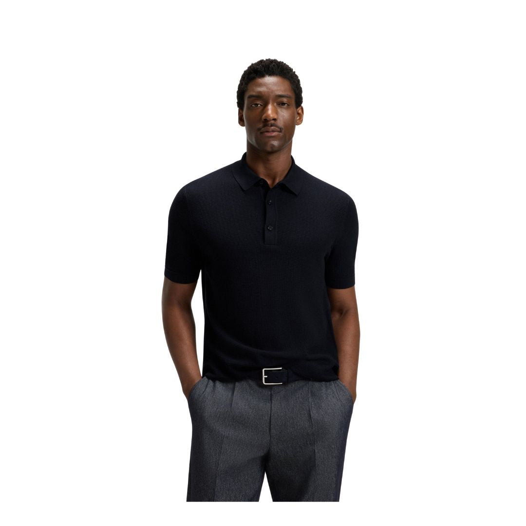 H-Lannotti Cotton Blend Short Sleeve Knitted Polo 50543148