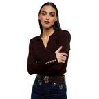 V-Neck Rib Womens Top