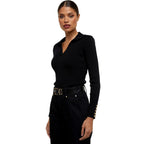 V-Neck Rib Womens Top