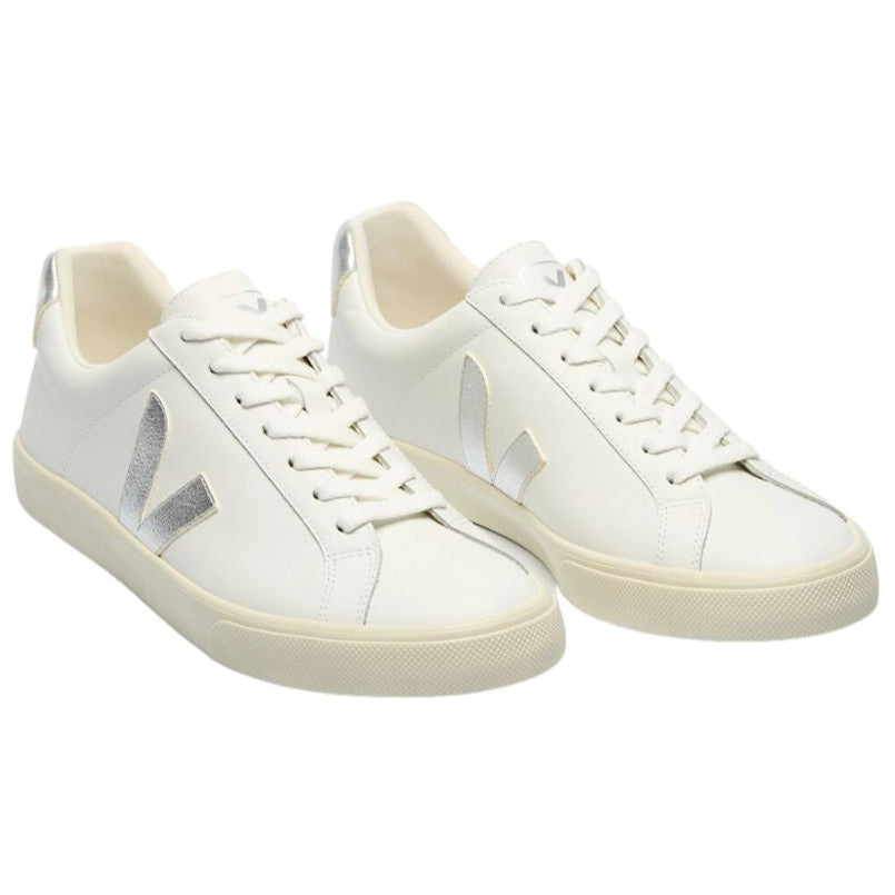 Esplar Leather White Silver Trainers