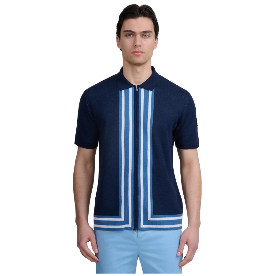 Zip Through Knitted Mens Shirt KNT71