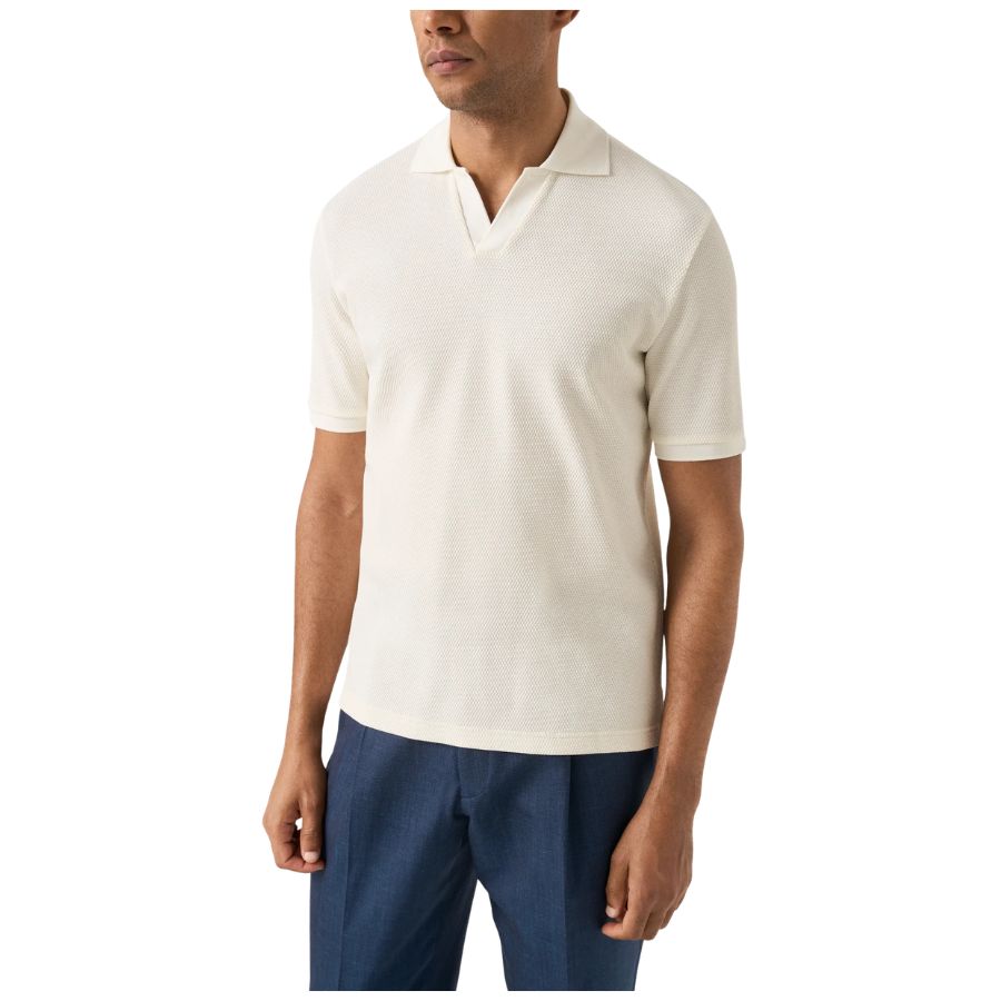 Waffle Open Collar Mens Polo Shirt 100014580