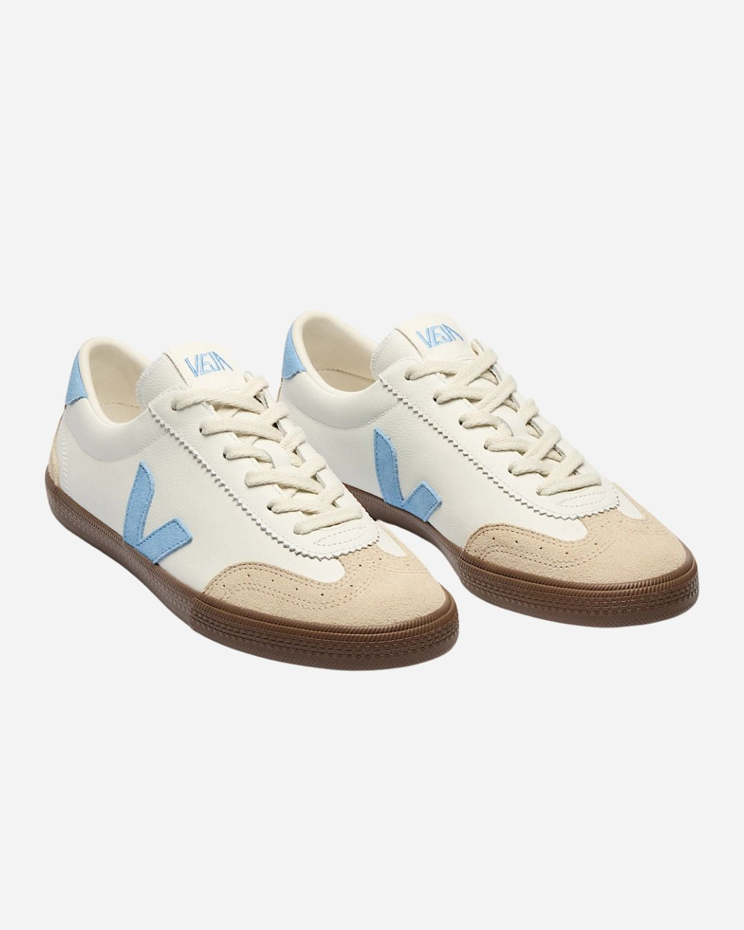 Volley Leather White Aqua Bark Trainers