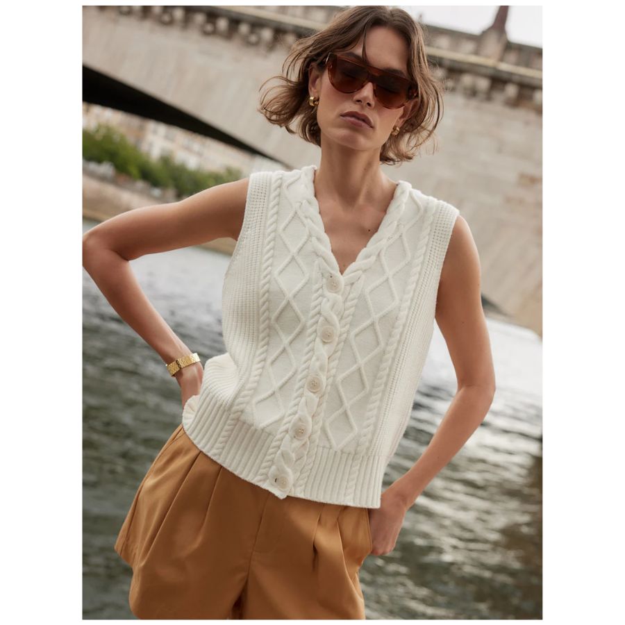 Tatyana Cable Knit Womens Vest VAR03187